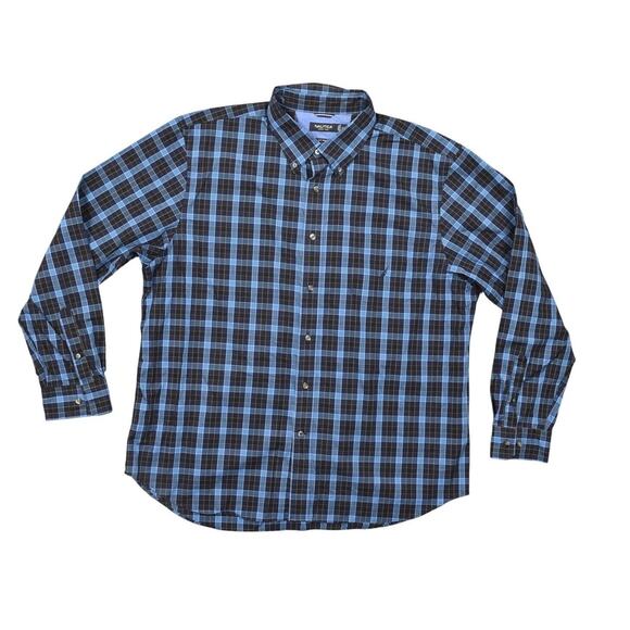 Nautica Men's 2XL Blue Cotton Casual Shirt Long Sleeve Preowned A Bit Trimmer - Picture 1 of 7